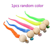 Load image into Gallery viewer, NEW Simulation Worm Toy With Bell For Pet Wooden Ball Head Plush Tail Interactive Teaser Cat Toy wooden ball toy
